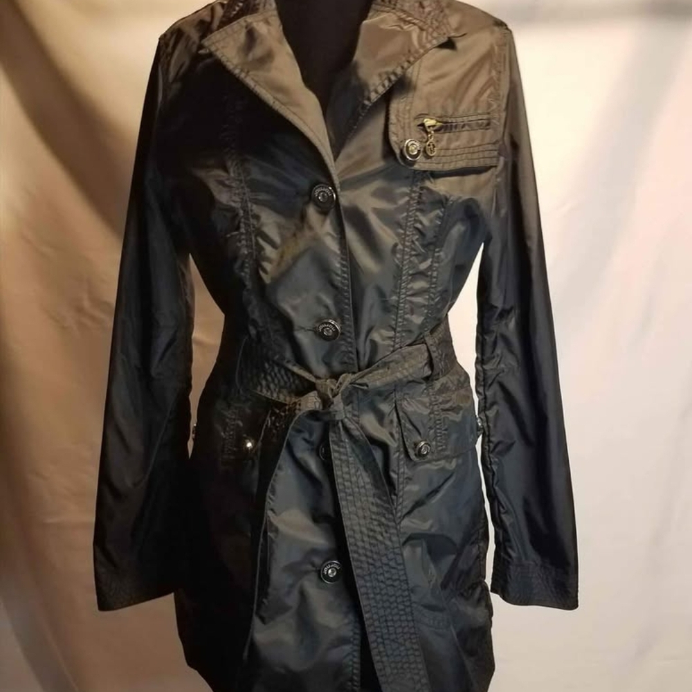 Jou Jou Black Trench Coat with Structured Fit